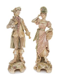 A Pair of Royal Dux Figures, Height of taller 21 1/2 inches.
