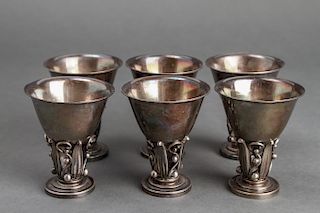 Evald Nielsen Danish Silver Cordial Cups Set of 6