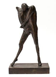 Hugo Daini Modern Stylized Standing Figure Bronze