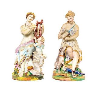 Two Continental Bisque Porcelain Figures, Height 14 1/2 inches.