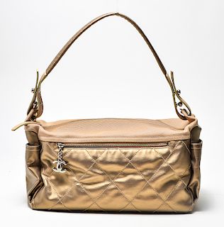 Chanel Vintage Metallic Faux Leather Travel Bag