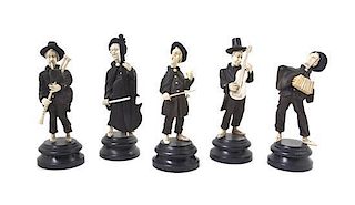Five German Carved Wood and Composite Figures, Height of tallest 6 7/8 inches.