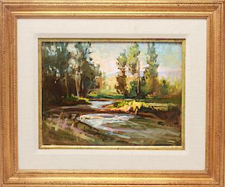 G Holland Signed "Twilight, River in Summer" Oil