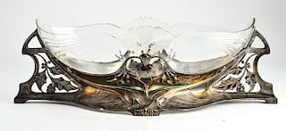 WMF Silver-Plate & Glass Holly Centerpiece