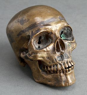 Human Skull Brass Sculpture