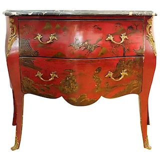 Louis XV Manner Chinoiserie Bombe Commode