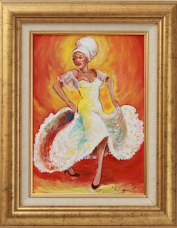Miguel Ordoqui "Caribbean Dancer" Oil on Canvas