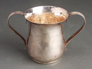 English Silver Double Handled Cup / Beaker 18th C.