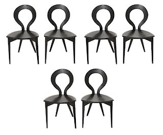 Modern Open Back Dining Chairs, Group of 6