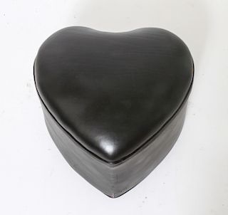 Modern Heart Form Ottoman w Leather Upholstery