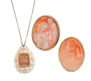 Cameo Pins and a Pendant 