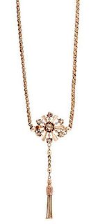 Necklace in 14 Karat Yellow Gold with Rose Cut Diamonds PLUS 