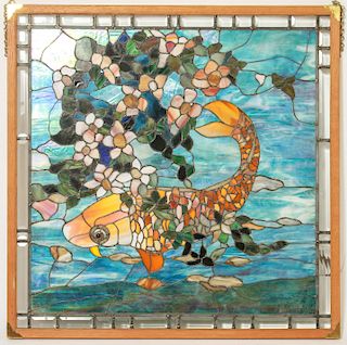 Fish & Flowers Stained Glass Panel / Window