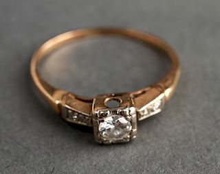 14K Yellow Gold & Diamonds Engagement Ring