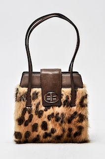 Dolce & Gabbana Fur and Brown Leather Handbag