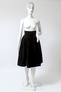 Hermes Paris Black Velvet Quilted Skirt