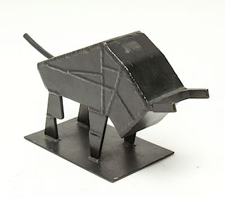 Modern Charging Bull Iron Sculpture
