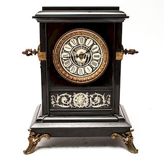 Tiffany & Co. Movement Black Marble Mantel Clock