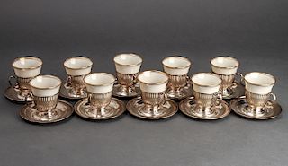 Whiting & Co. Silver & Lenox Demitasse Cups Set 10
