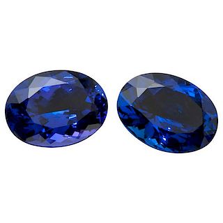 A Matched Pair of Large Oval Tanzanite 