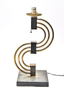 Mid-Century Modern S-Curve Brass Table Lamp