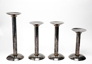 Modern Metal & Brass Pillar Candlesticks