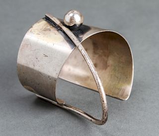 Modern Orb Sterling Silver Cuff Bracelet