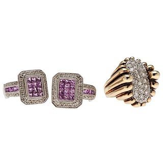 Earrings with Diamonds and Pink Sapphires PLUS 