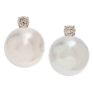 South Sea Pearl Earrings with Diamonds 