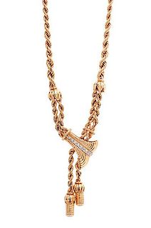 Lavalier Necklace in 18 Karat Gold with Diamonds 