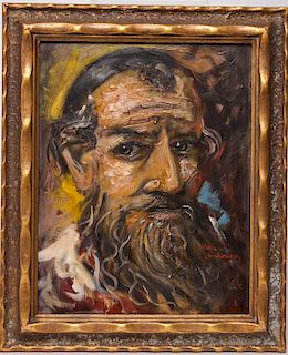 Ben Gilman Judaica Portrait of a Rabbi Oil
