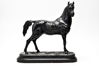 Stallion Horse Patinated Metal Sculpture