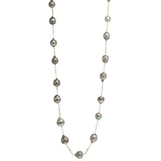 Tahitian Black Pearl Necklace with Diamonds 