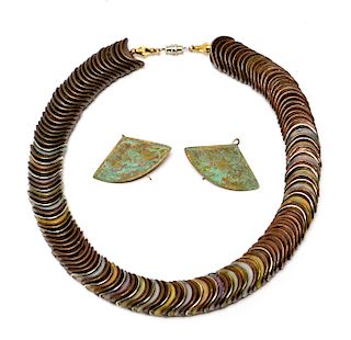 Mixed Metal Necklace & Earrings