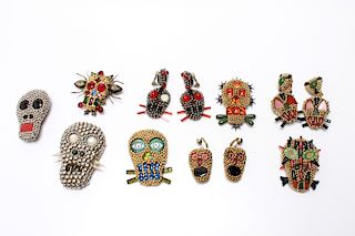 Richard Minadeo Skull Brooches & Earrings, 9