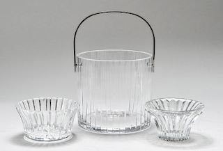 Cut-Crystal Ice Bucket & 2 Bowls Group of 3
