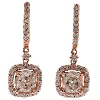 Diamond Dangle Earrings in Rose Gold 
