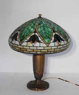 BRADLEY & HUBBARD. Gilt Metal Table Lamp And