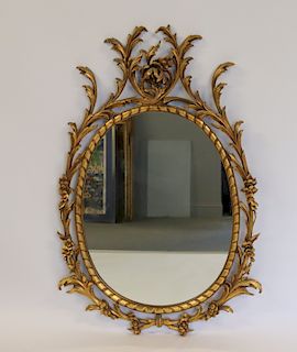 Antique Rococo Carved Giltwood Mirror.