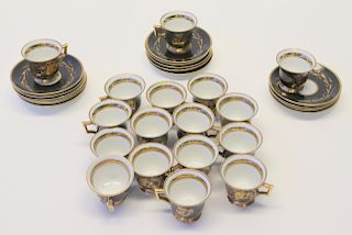SEVRES. Black And Gilt Decorated Demitasse Cups