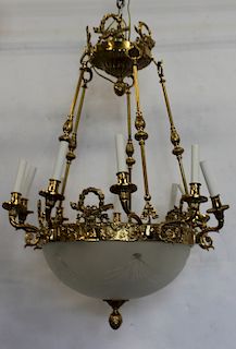 Vintage  Gilt Bronze & Frosted Glass Dome Base