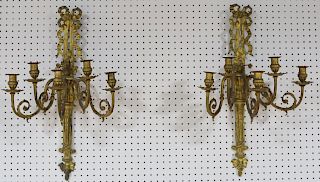 Pair Or Antique Gilt Bronze Sconces