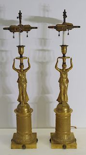 Pair Of Fine Quality Gilt Bronze Figural Candle