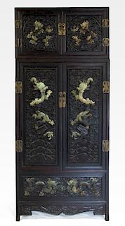 A Magnificent Jade Inlaid Compound Cabinet.