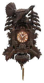 Black Forest Carved Walnut Wall Clock
