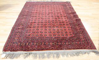Vintage And Finely Hand Woven Bokhara Carpet.