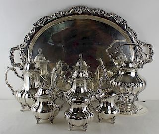 STERLING. Poole Sterling 6 Pc. Tea Service & Tray.