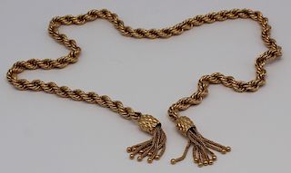 JEWELRY. 14kt Gold Chain with Tassels.