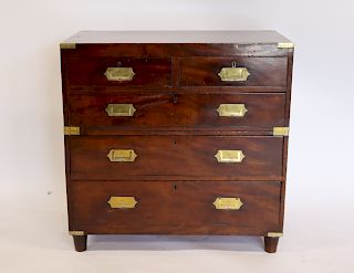 Antique Mahogany And Brass 2 Piece Campaign