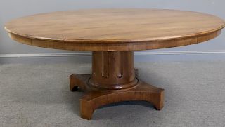 Large Antique Pedestal Table With Fluted Base.